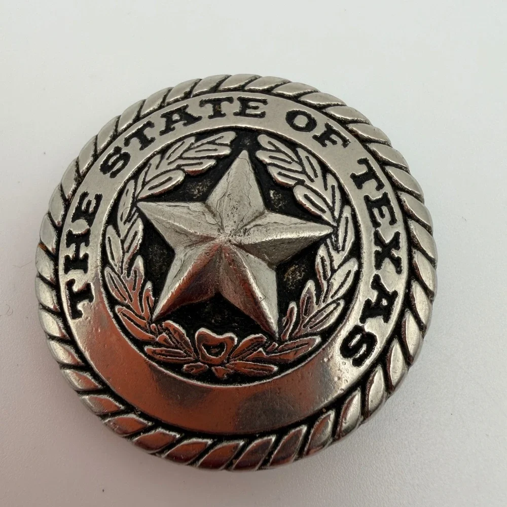 The State‎ of Texas Seal Concho Silver Tone Lone Star Western Belt Hardware
